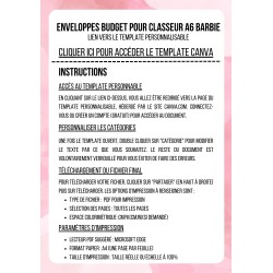 BARBIE (DIGITAL) - ENVELOPPES BUDGET POUR CLASSEUR A6