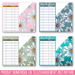 MARGUERITES (DIGITAL) - ENVELOPPES BUDGET POUR CLASSEUR A6 -